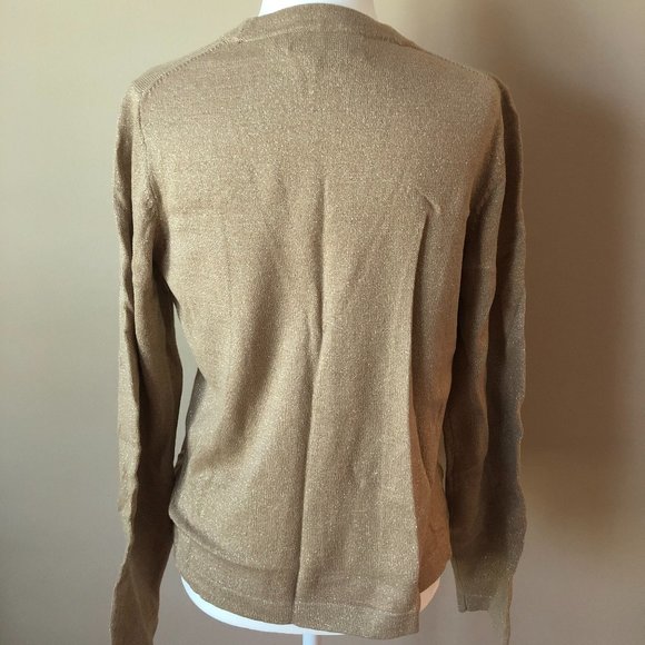 Vineyard Vines Gold Metallic Cardigan Size S - Picture 3 of 4